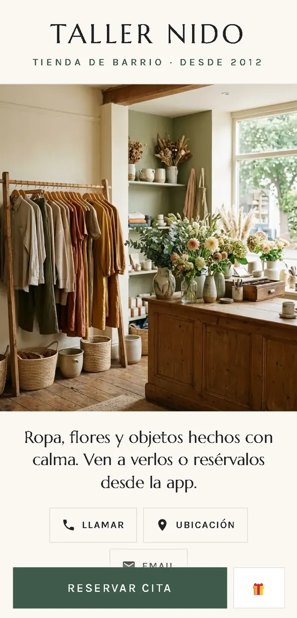 App de ejemplo con la plantilla Tienda y floristería