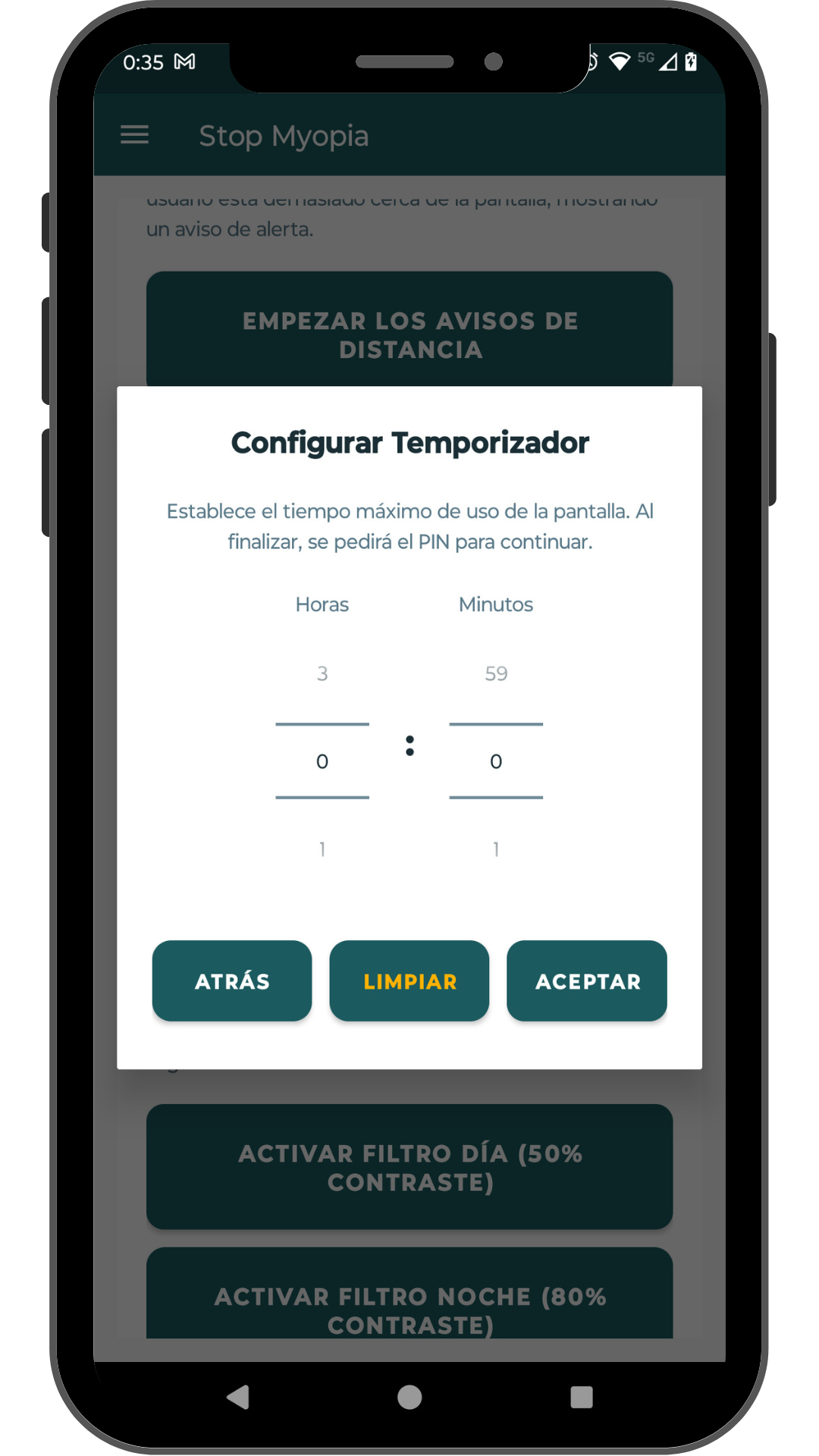 Control de tiempo Stop Myopia